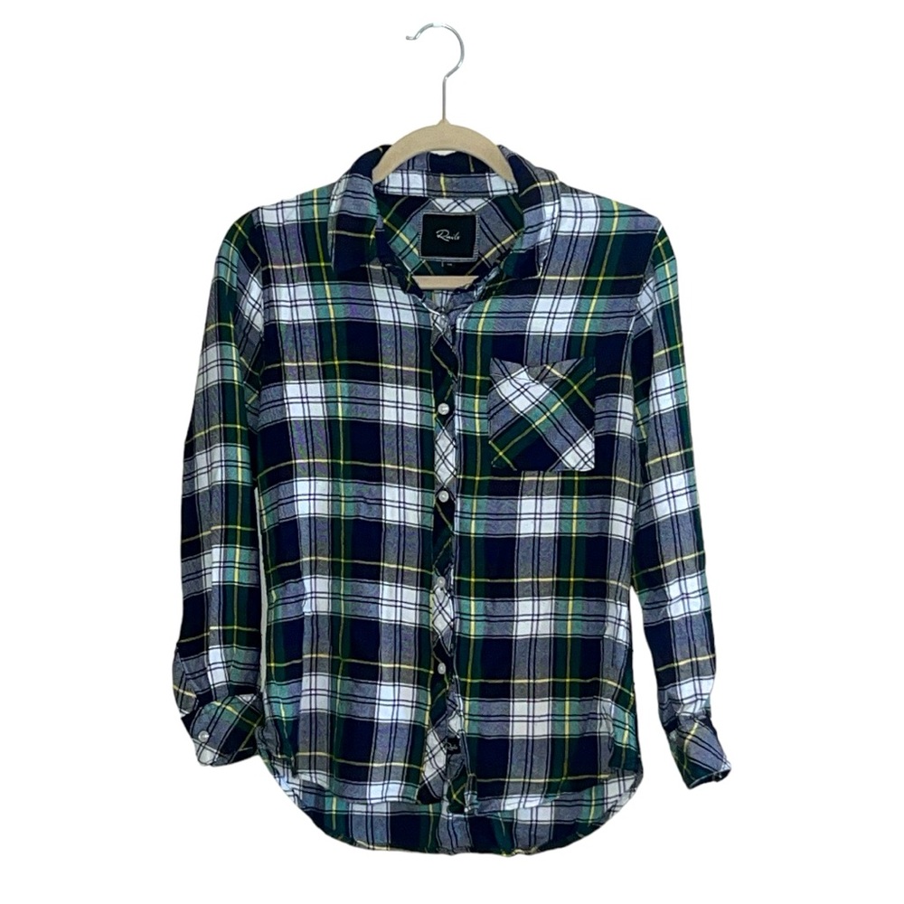 Rails Hunter Plaid Button Down Shirt Green Navy‎ XS